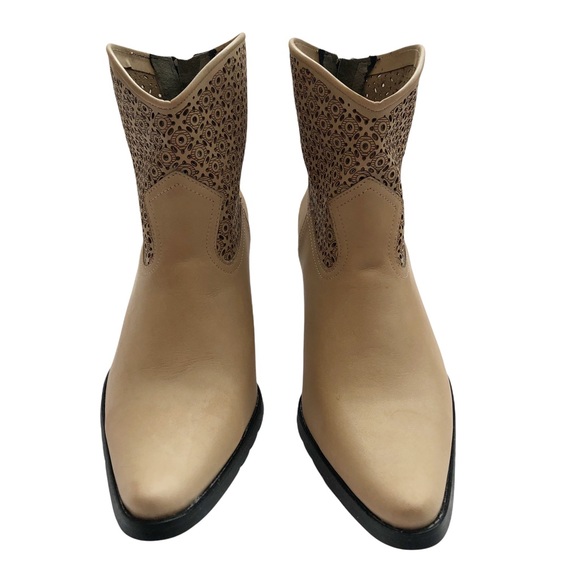 New Artemis Handmade Light Tan Leather Coastal Cowgirl Ankle Boot 39 - Picture 4 of 12